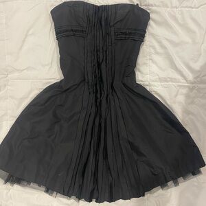 BCBGMaxAzria Black Strapless Ruched Cocktail Dress